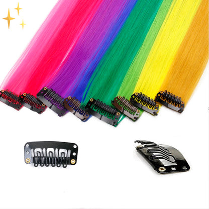 Kleurrijke Clip-in Hair Extensions Regenboogkleuren Ruby