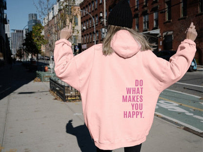 Dames Hoodie Ruimvallend met Happy Print