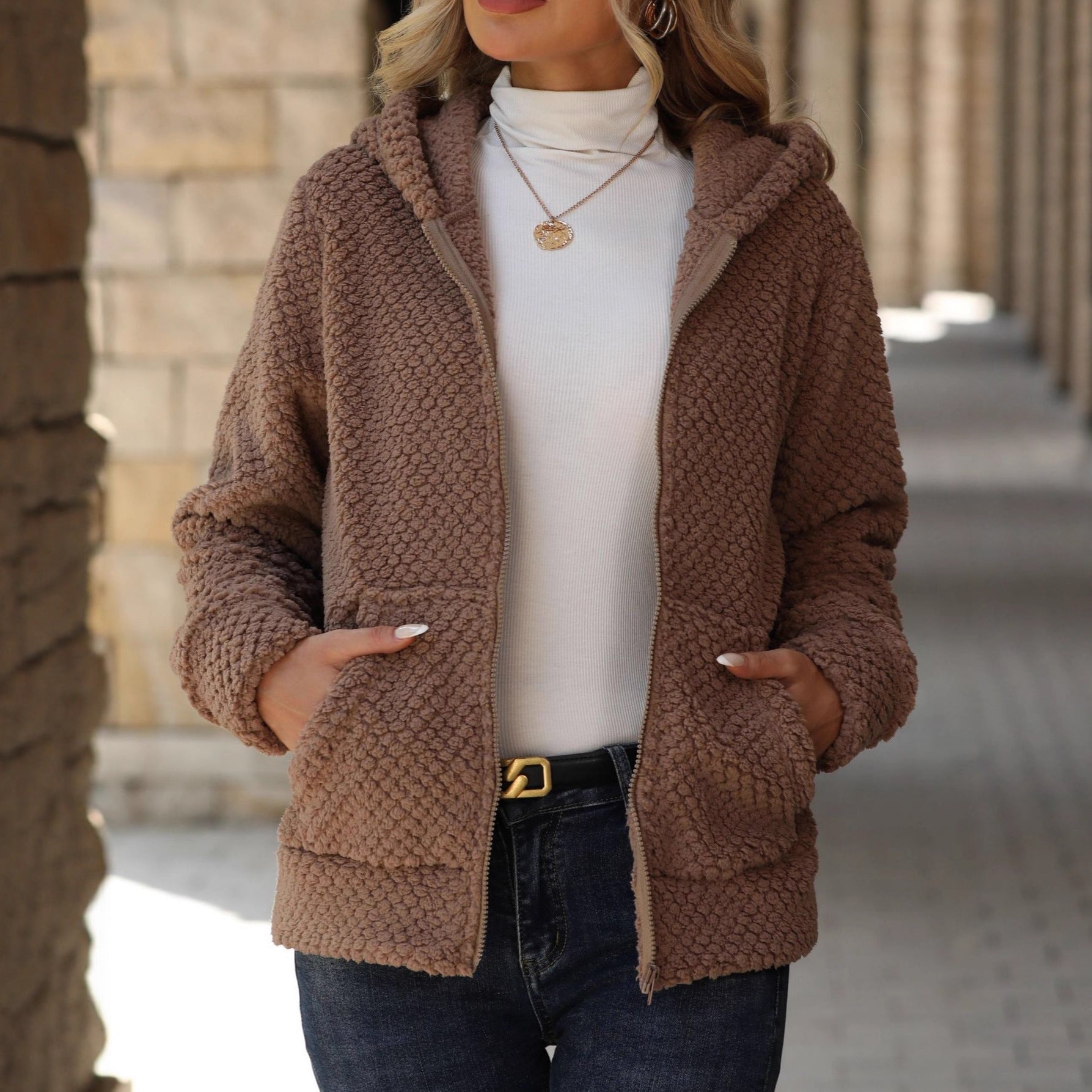 Dames Teddy Vest Warm en Zachte met Capuchon - Mode Vibes