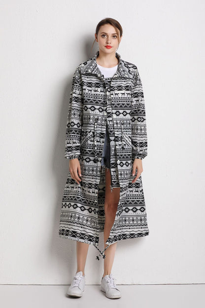 Dames Regenjas Lange Lichtgewicht Met Trendy Print