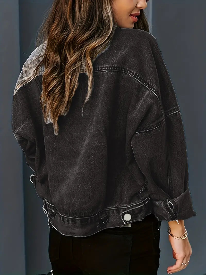 Luipaardprint Jas - Leona Denim Bontjas voor Dames