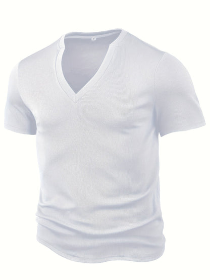 Heren T-shirt Diepe V-hals Textuur Modieus