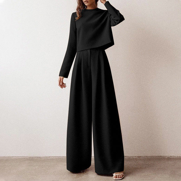 Dames Co-ord Set Lange Mouw Top Wijde Broek Devani