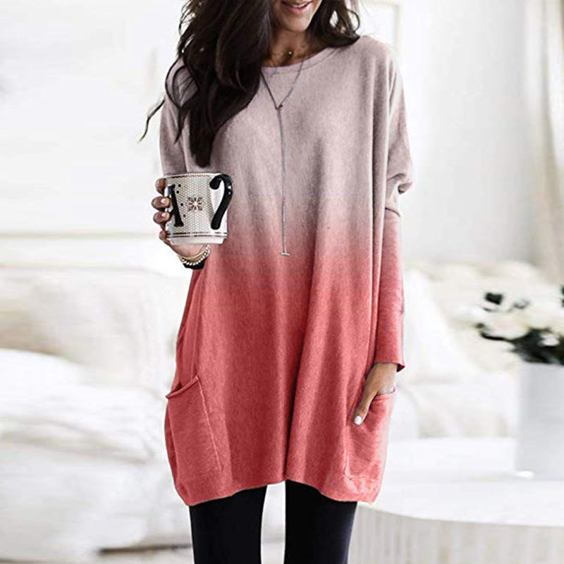 Dames Top met Lange Mouwen en Zakken Gradient Effect