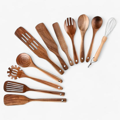 Houten Keukenset 11-Delig Hittebestendig voor Keuken - Mode Vibes