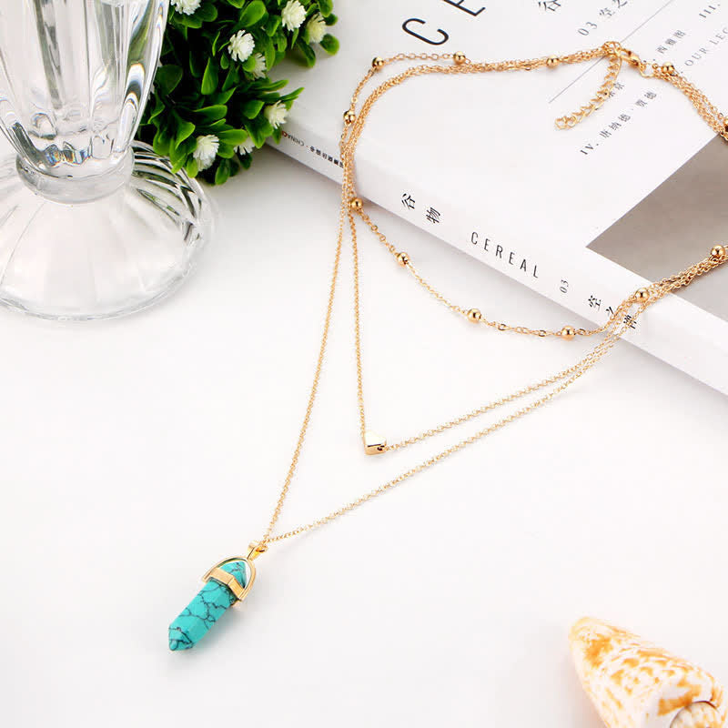 Edelsteen Ketting Natuurlijke Kristal Hexagon Aurora