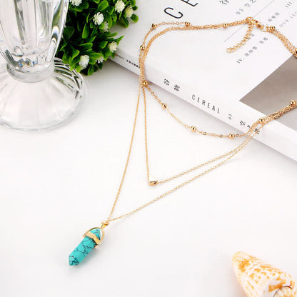 Edelsteen Ketting Natuurlijke Kristal Hexagon Aurora