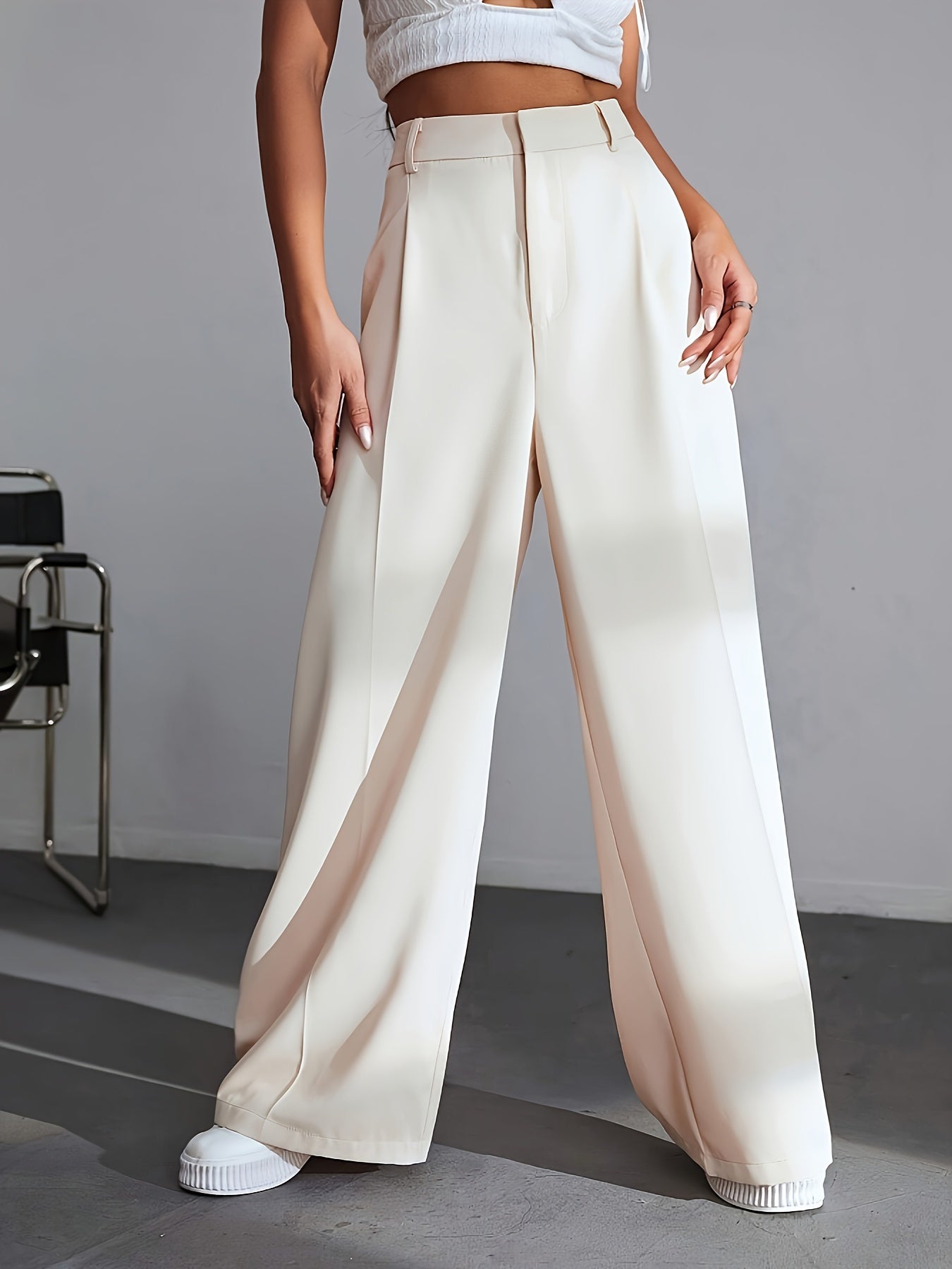 Luxe Effen Broek Wijde Pijpen Zwart Lana Stijl - Mode Vibes