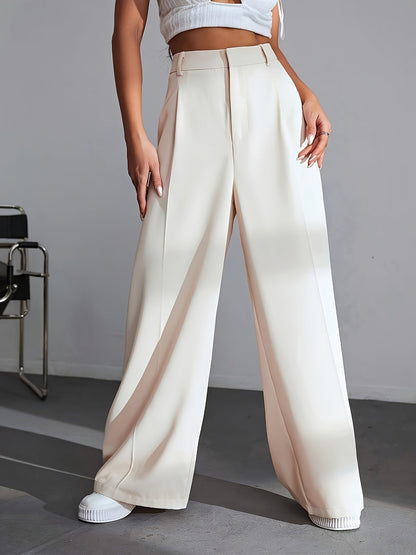 Luxe Effen Broek Wijde Pijpen Zwart Lana Stijl - Mode Vibes