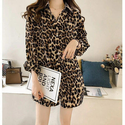 Dames Blouse Panterprint Lange Mouw Moderne Stijl