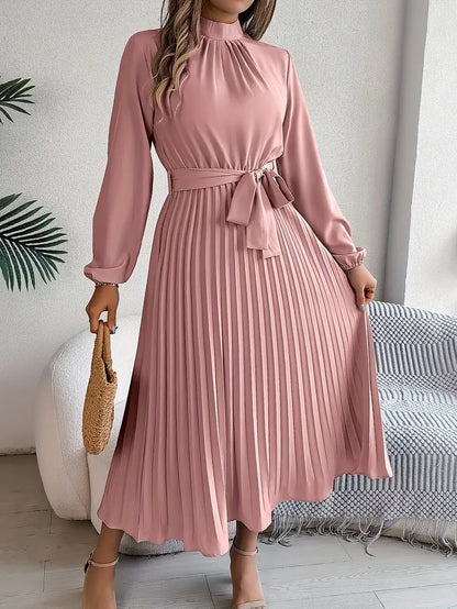 Midi Jurk met Ceintuur Elegante Minimalistische Stijl