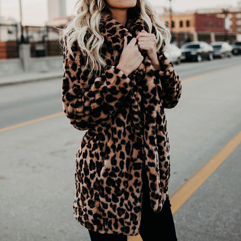 Dames Faux Fur Jas Leopard Print Luxe Blancha