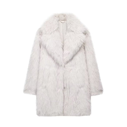 Dames Faux Fur Jas Luxe Stijlvol Elegante Uiterlijk