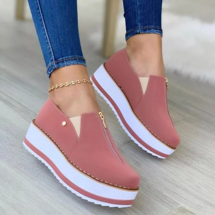 Dames Instappers met Rits en Plateauzool Trendy Schoenen