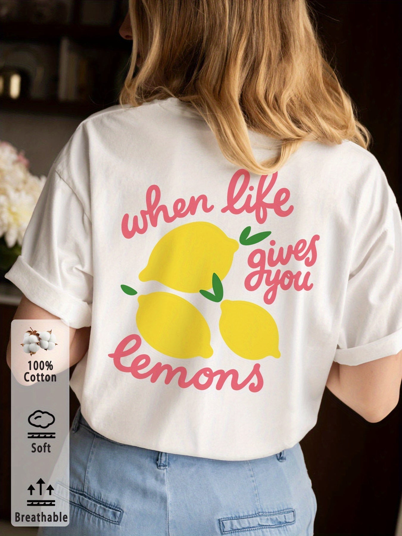 Dames T-shirt Katoen V-hals Regular Fit - Mode Vibes
