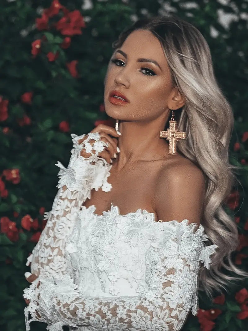 Cocktailjurk Kant Off-Shoulder Jurk Elegant voor Vrouw