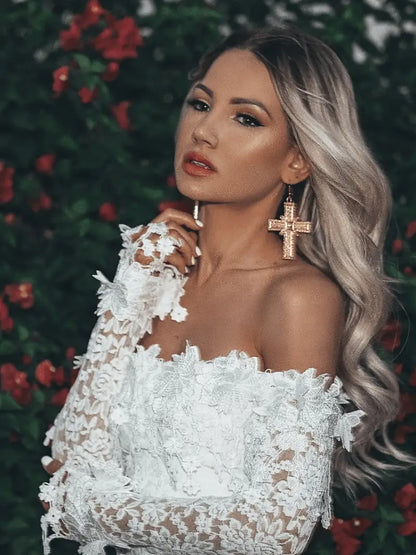 Cocktailjurk Kant Off-Shoulder Jurk Elegant voor Vrouw