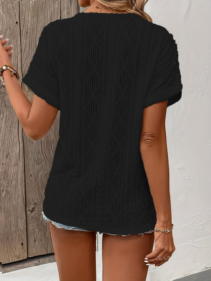 V-Hals Top Gebreid met Knoopjes Detail