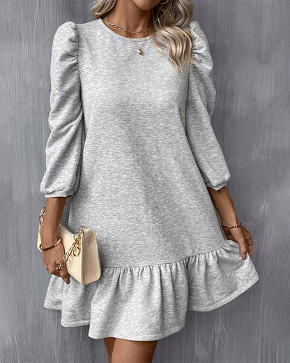 Pofmouwen Jurk Eénkleurig Vrouwen Jurk Elegante Stijl - Mode Vibes