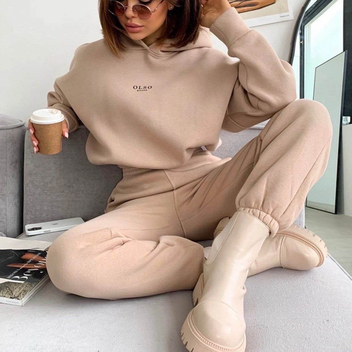 Dames Loungewear Set Jogger en Hoodie Comfortabel Zacht - Mode Vibes