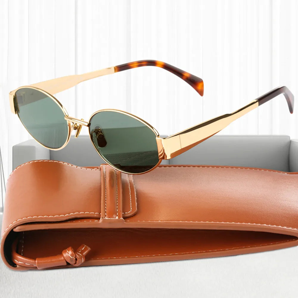 Dames Zonnebril Ronde Goudkleurig Montuur Trendy Laena