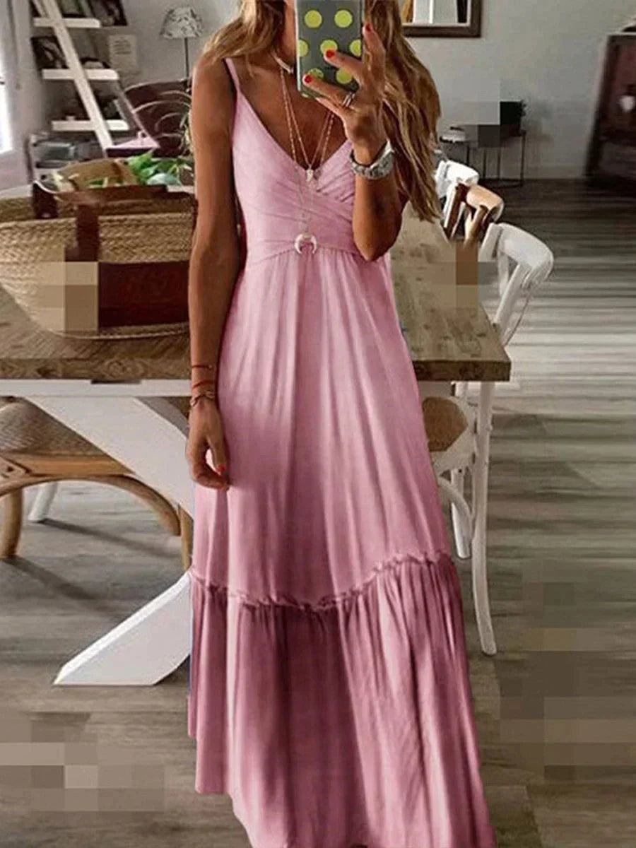 Vrouwelijke Lange Zomerjurk Elegante Casual Stijl