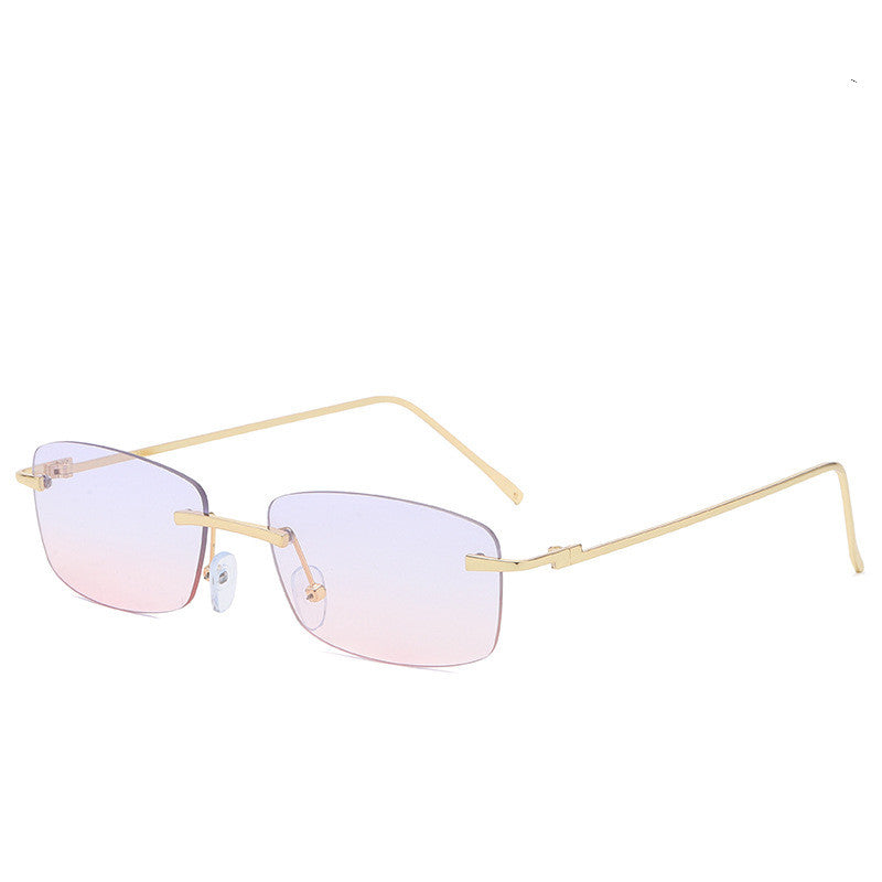 Dames Zonnebril Randloos Rechte Glazen Trendy Stijl