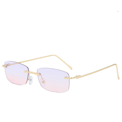 Dames Zonnebril Randloos Rechte Glazen Trendy Stijl