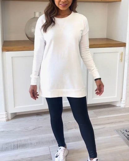 Effen sweatshirt met lange mouwen in de kleur Wit voor dames in Casual stijl ideaal voor de herfst.