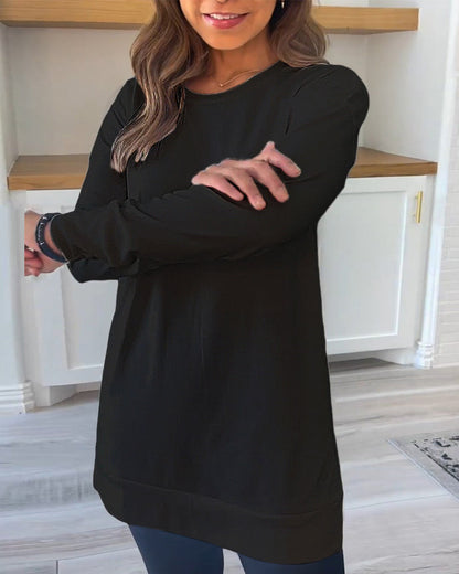 Effen sweatshirt met lange mouwen in de kleur Zwart voor dames in Casual stijl ideaal voor de herfst.