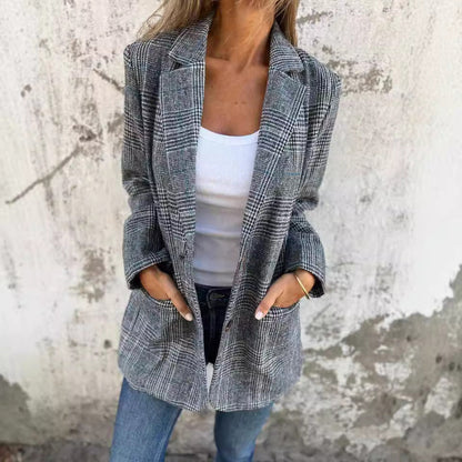 Dames Blazer Geruit Elegante Trendy Jasje