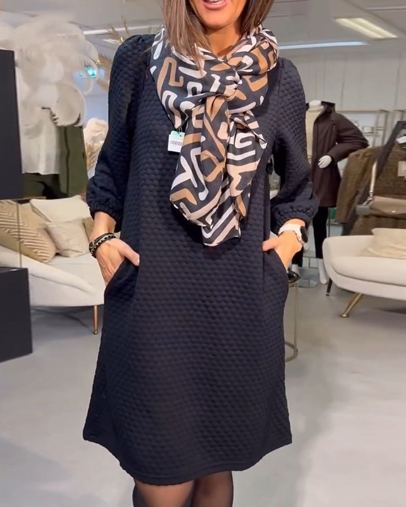 Effen Jurk voor Vrouw Elegante Stijl - Mode Vibes