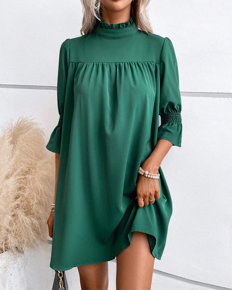 Effen Jurk met Col Klassieke Stijl - Mode Vibes