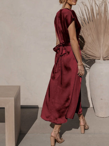 Midi Avondjurk Elegante Gelaagde Mouwen Zwart Formeel