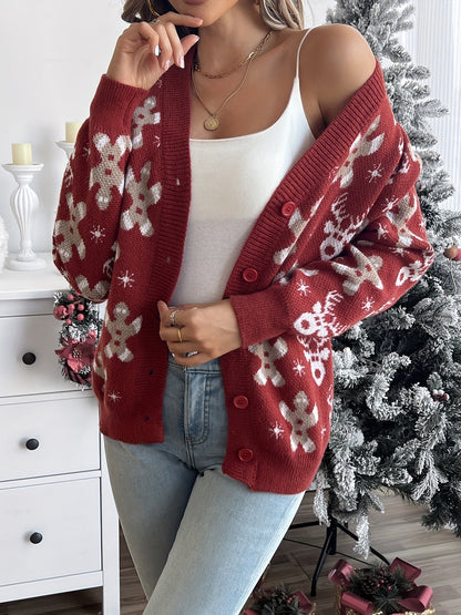 Kerstvest Gebreid Elegant Met Knopen voor Kerst - Mode Vibes