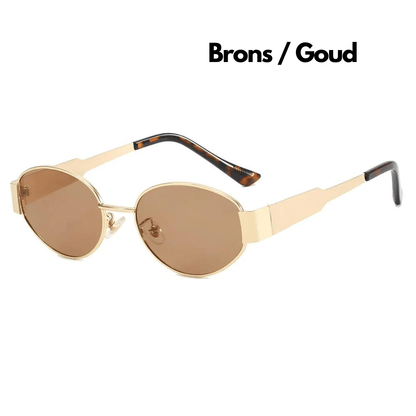 Dames Zonnebril Ronde Goudkleurig Montuur Trendy Laena