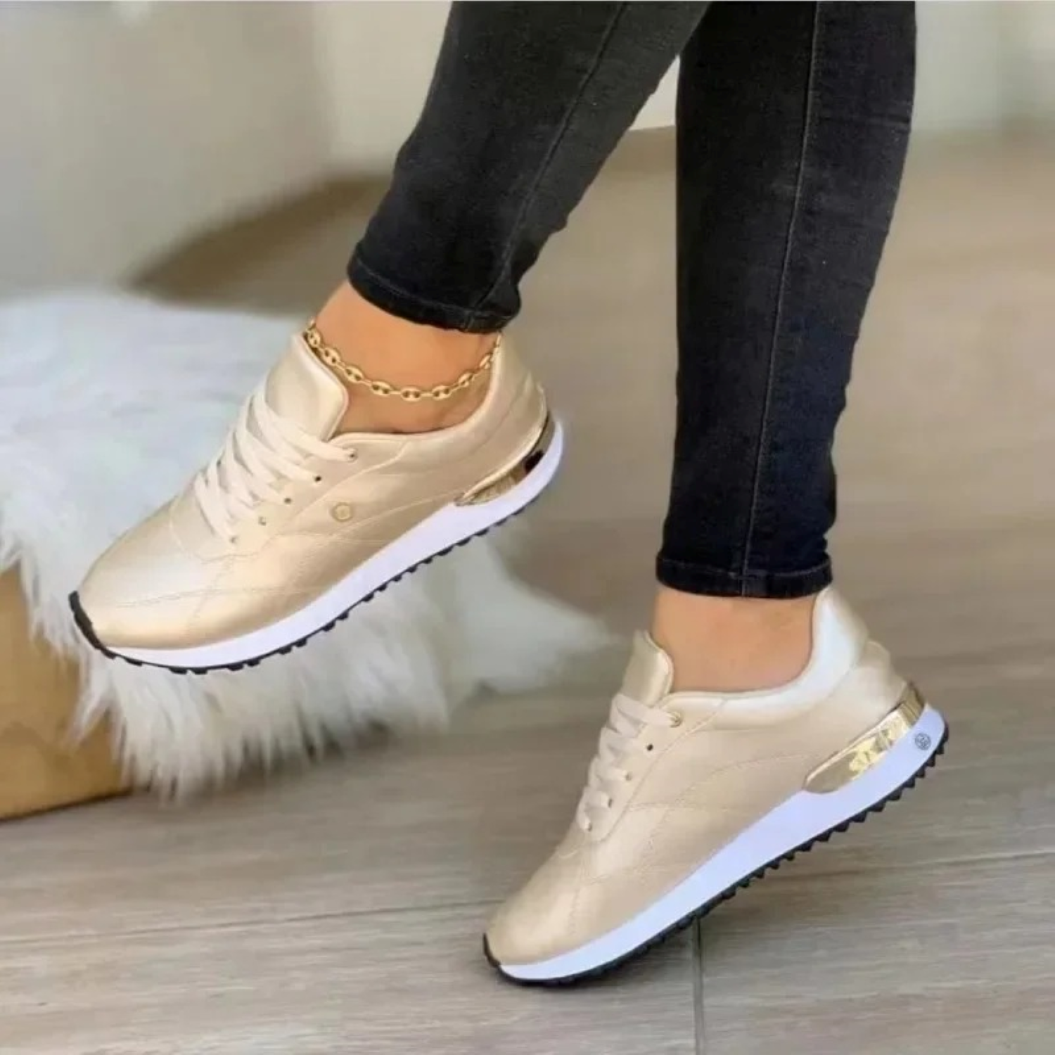 Dames Lederen Sneakers Elegant en Comfortabel - Mode Vibes