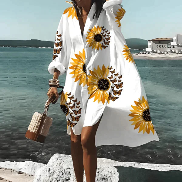 Vrouwelijke Knielange Jurk Unieke Print Zomerjurk - Mode Vibes