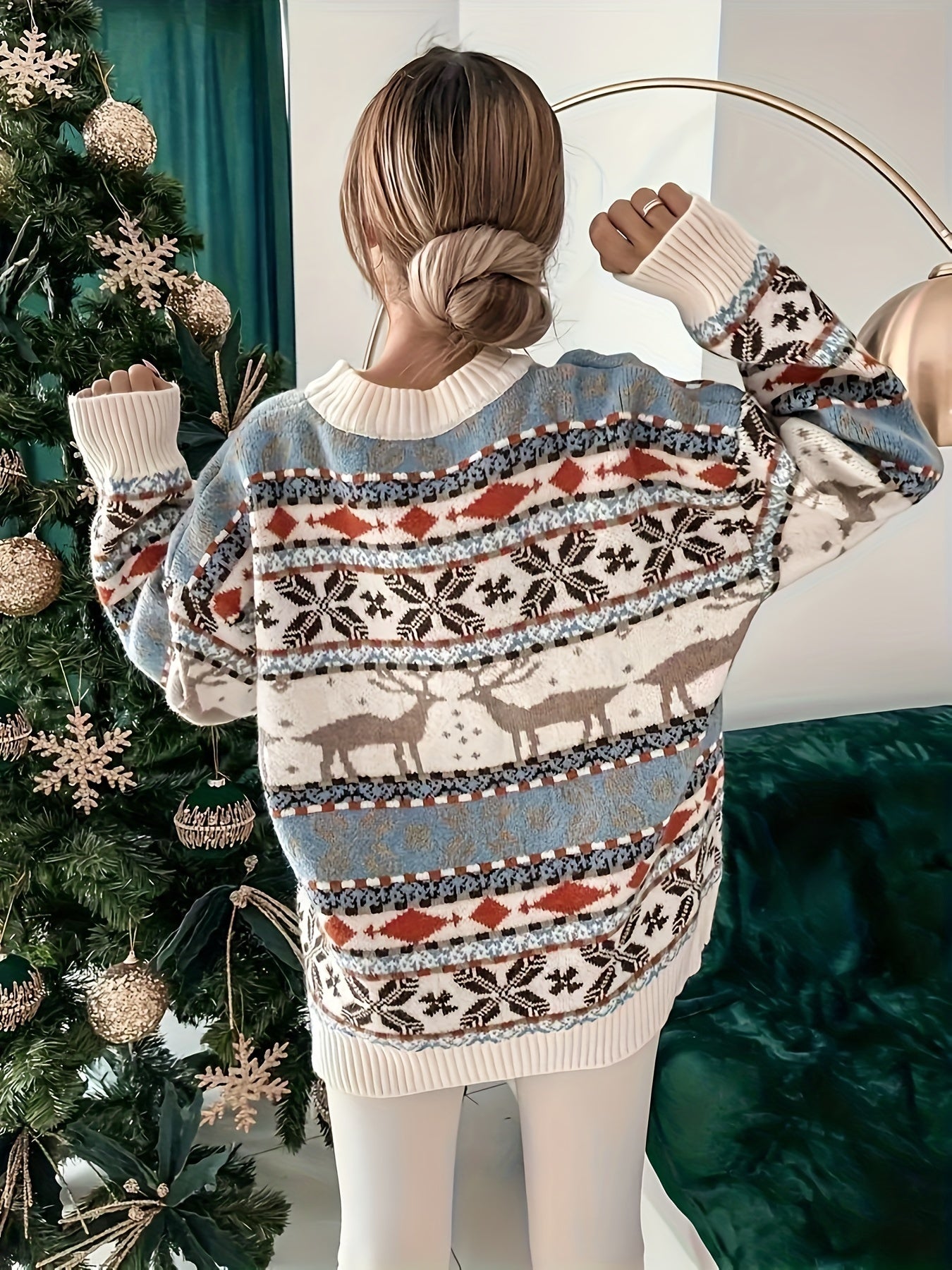 Dames Rendier Trui Gebreid Gezellig Feestelijk Winter