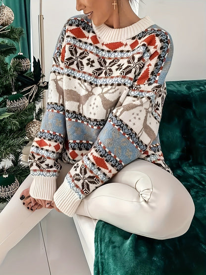 Dames Rendier Trui Gebreid Gezellig Feestelijk Winter