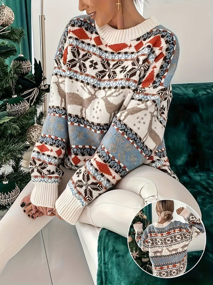Kersttrui Rendierpatroon Geometrisch Kersttrui voor Dames - Mode Vibes