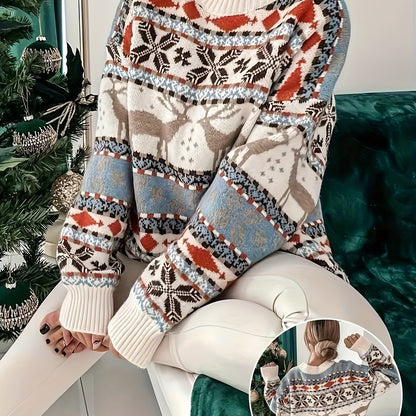 Dames Rendier Trui Gebreid Gezellig Feestelijk Winter