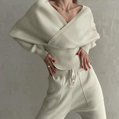 Tweedelige Dames Set met Gebreide Trui en Broek