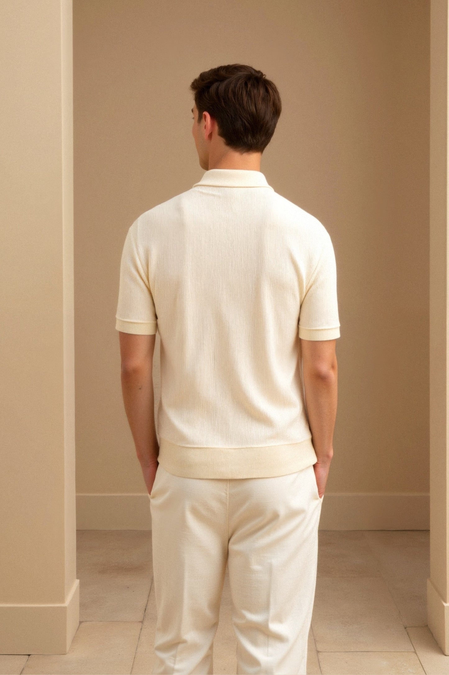 Stijlvolle Heren Polo T-shirt van Wol met Structuur