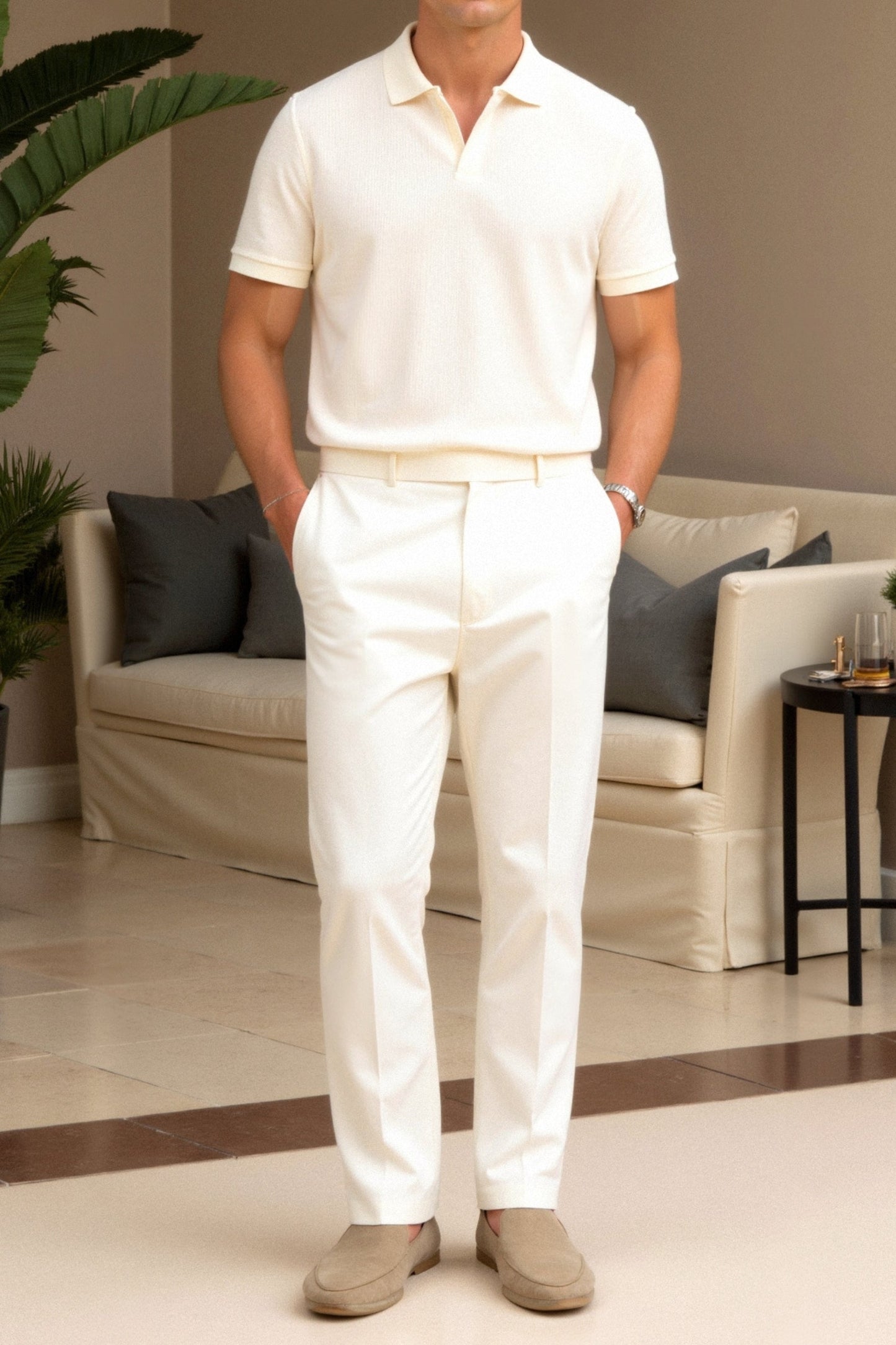 Stijlvolle Heren Polo T-shirt van Wol met Structuur