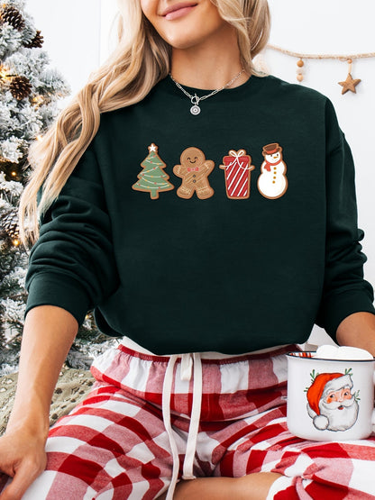Kersttrui met Sneeuwpop en Boom Print voor Vrouw - Mode Vibes
