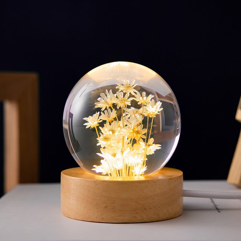 Kristallen Bol Lamp met Kunstbloemen Decoratief