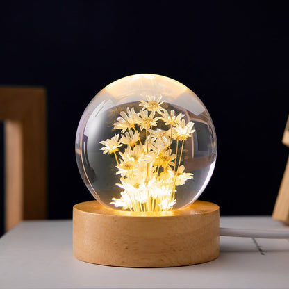 Kristallen Bol Lamp met Kunstbloemen Decoratief