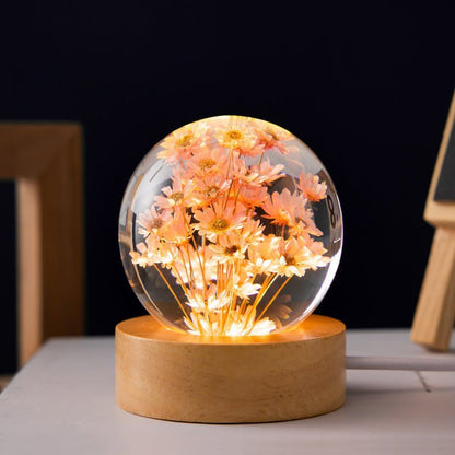 Kristallen Bol Lamp met Kunstbloemen Decoratief