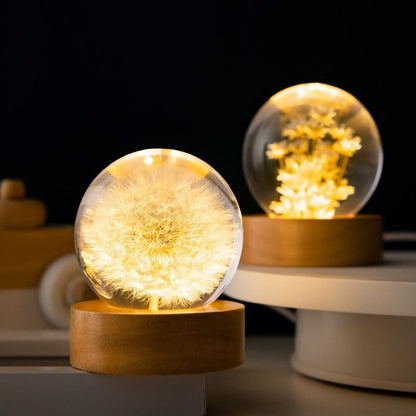 Kristallen Bol Lamp met Kunstbloemen Decoratief
